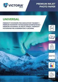 Fotópapír "Universal", tintasugaras nyomtatóhoz, matt, A4, 90 g, VICTORIA 20 lap